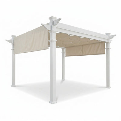144"L X 144"W X 106"H Vinyl Monterey Canopy Pergola, White, VA42073