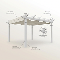 144"L X 144"W X 106"H Vinyl Monterey Canopy Pergola, White, VA42073 — Feature Infographic