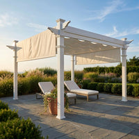 144"L X 144"W X 106"H Vinyl Monterey Canopy Pergola, White, VA42073 — Studio Shot