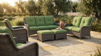 Patio Furniture Set 6-Piece Outdoor Patio Conversation Set with Green Cushions Lawn Furniture — Lifestyle