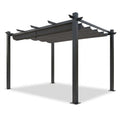 16 Ft. W X 12 Ft. D Aluminum Pergola Outdoor with Dark Gray Retractable Canopy