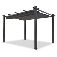 16 Ft. W X 12 Ft. D Aluminum Pergola Outdoor with Dark Gray Retractable Canopy — Studio Shot