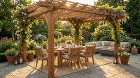 10 Ft. X 10 Ft. Traditional All Cedar Wood Outdoor Patio Pergola Shade Structure — Lifestyle